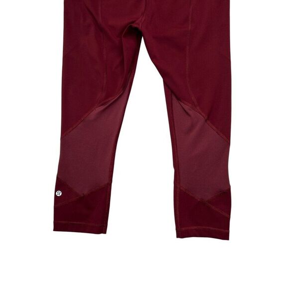 Lululemon Pace Rival Crop Leggings Women's Size 8 Cherry Cola Yoga Running - Picture 7 of 9